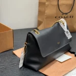 Black and Gold Chain Messenger Bag with Soft Leather Chain-box - Image 8