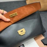 Black and Gold Chain Messenger Bag with Soft Leather Chain-box - Image 6
