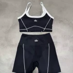 Women's Yoga Set: Seamless Bralette with Pads & Color-Block Shorts, Bare-Skin Outerwear - Image 2