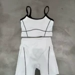 Women's Yoga Set: Seamless Bralette with Pads & Color-Block Shorts, Bare-Skin Outerwear - Image 7