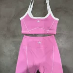 Women's Yoga Set: Seamless Bralette with Pads & Color-Block Shorts, Bare-Skin Outerwear - Image 5