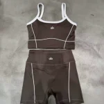Women's Yoga Set: Seamless Bralette with Pads & Color-Block Shorts, Bare-Skin Outerwear - Image 4