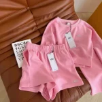 Unisex Crewneck Sweatshirt Set: Long Sleeve, Relaxed Fit, Solid Color Minimalist Matching Outfit - Image 2