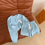 Unisex Crewneck Sweatshirt Set: Long Sleeve, Relaxed Fit, Solid Color Minimalist Matching Outfit - Image 5