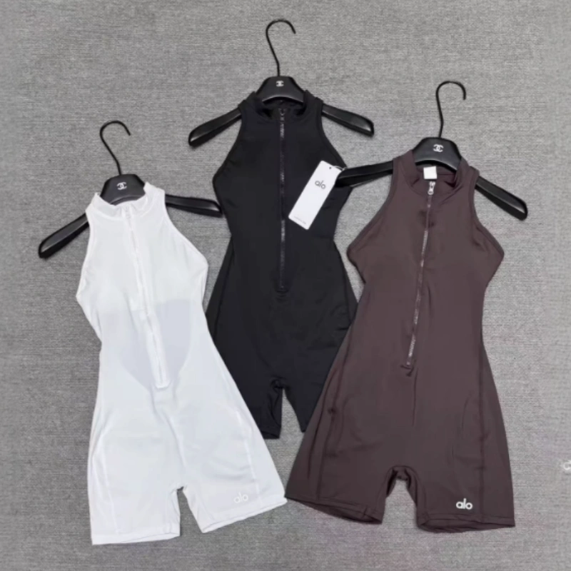 美图秀秀批处理_20260612144618 Women's Sexy High-Support Jumpsuit: Zip-Up Backless V-Neck Bodysuit with Peach Lift, Yoga & Fitness Activewear - Image 1