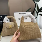 Obsessed! The ultimate raffia woven bag that makes you want to jet-set immediately~ Raffia woven lunchbox bag-box - Image 5