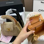 Obsessed! The ultimate raffia woven bag that makes you want to jet-set immediately~ Raffia woven lunchbox bag-box - Image 3