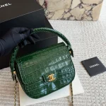 Crocodile-embossed handle chain bag- box - Image 13