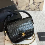 Crocodile-embossed handle chain bag- box - Image 7