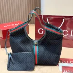 Fabric featuring the iconic green-red-green web stripe, paired with brown leather handles and a detachable shoulder strap-no box - Image 15