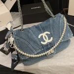 Denim Pearl Chain Bag-box