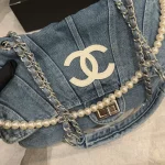 Denim Pearl Chain Bag-box - Image 2