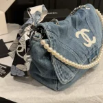 Denim Pearl Chain Bag-box - Image 9