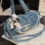 Denim Pearl Chain Bag-no box - Image 2