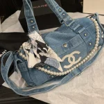 Denim Pearl Chain Bag-no box - Image 10