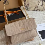 Quilted chain shoulder bag with a delicate suede finish and flawless diamond stitching-box - Image 15