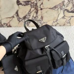 Black and silver nylon backpack with a small pouch-no box - Image 3