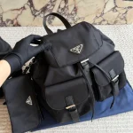 Black and silver nylon backpack with a small pouch-no box