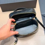 Box bag in black lambskin with gold-tone logo-box - Image 9