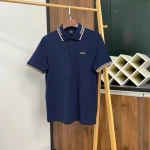 Men's Embroidered Badge Lapel Short Sleeve Polo Shirt Casual T-shirt