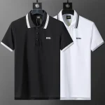 Men's Embroidered Badge Lapel Short Sleeve Polo Shirt Casual T-shirt