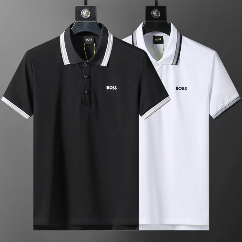 1f3817446fcc58bcadc060cae94d1c6e Men's Embroidered Badge Lapel Short Sleeve Polo Shirt Casual T-shirt - Image 1
