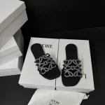 New Summer Limited Hollow-out Rhinestone Flat Slide Sandals-box