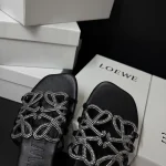 New Summer Limited Hollow-out Rhinestone Flat Slide Sandals-box - Image 7