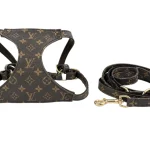 Monogram Leather Dog Harness and Collar Set-no box
