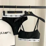 Women's Solid Letter Print Cami Top, Trendy Casual Yoga Sports Bra Set, Fashion Activewear Gym Tank Top Set - Image 3