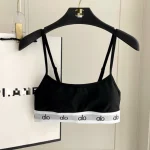 Women's Solid Letter Print Cami Top, Trendy Casual Yoga Sports Bra Set, Fashion Activewear Gym Tank Top Set - Image 2