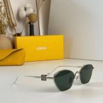 LOEWE Thin Metal Frame Sunglasses, Polygonal / Double‑Bridge Aviator - Image 9