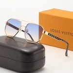 LV Gradient Polygonal Sunglasses Print‑Inlay/Hollow‑Carved Metal Frame - Image 2