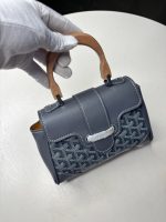 Goyard Y‑Pattern Print Wooden Handle Flap Handbag - Image 2