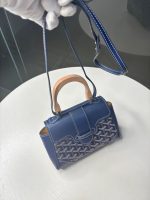 Goyard Y‑Pattern Print Wooden Handle Flap Handbag - Image 3