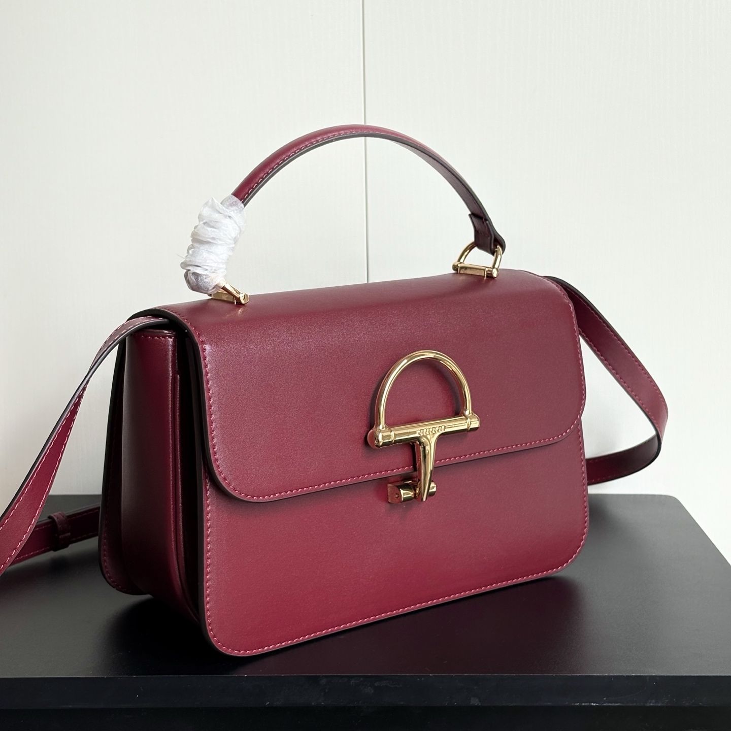 13431854267691441 Gucci D‑Shape Metal Buckle Flap Top‑Handle Small Square Bag - Image 1