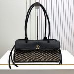 Chanel 26S Bowling Bag, Tweed/Woven Fabric Caviar Leather