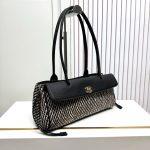 Chanel 26S Bowling Bag, Tweed/Woven Fabric Caviar Leather - Image 2