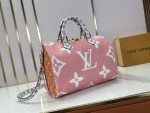 LV Speedy Handbag Large Logo Color‑block Monogram Canvas with Crossbody Strap - Image 3