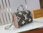 LV Speedy Handbag Large Logo Color‑block Monogram Canvas with Crossbody Strap - Image 12