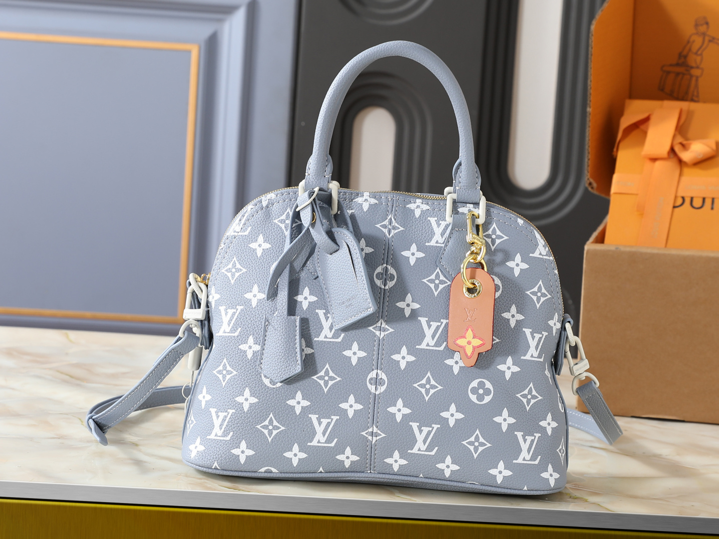 13432372847375013 LV Alma Large Handbag, LV Ski Collection, Monogram in Silver Tone, Detachable Shoulder Stra - Image 1