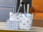 LV Neverfull Monogram Canvas Tote Bag with Detachable Pouch,Pastel Colors - Image 13