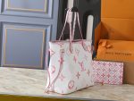 LV Neverfull Monogram Canvas Tote Bag with Detachable Pouch,Pastel Colors - Image 2