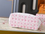 LV Neverfull Monogram Canvas Tote Bag with Detachable Pouch,Pastel Colors - Image 4