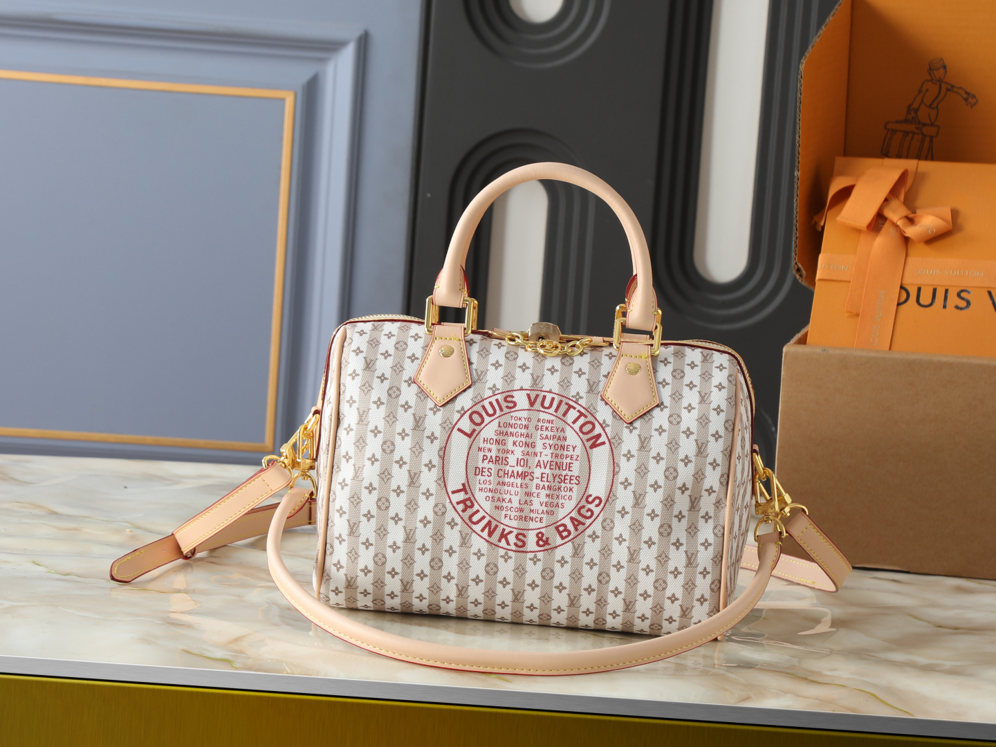 13432376611144423 LV Speedy Handbag with Stamp Print & Detachable Crossbody Strap Medium size - Image 1