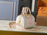 LV Speedy Handbag with Stamp Print & Detachable Crossbody Strap Medium size - Image 12
