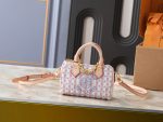 LV Speedy Handbag with Stamp Print & Detachable Crossbody Strap Small size - Image 11