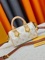 LV Crafty Speedy Nano Monogram Handbag with Detachable Crossbody Strap - Image 14