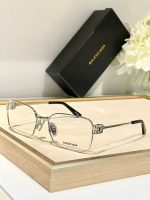 Balenciaga Fashion Optical Eyeglasses, Thin Metal Square - Image 3