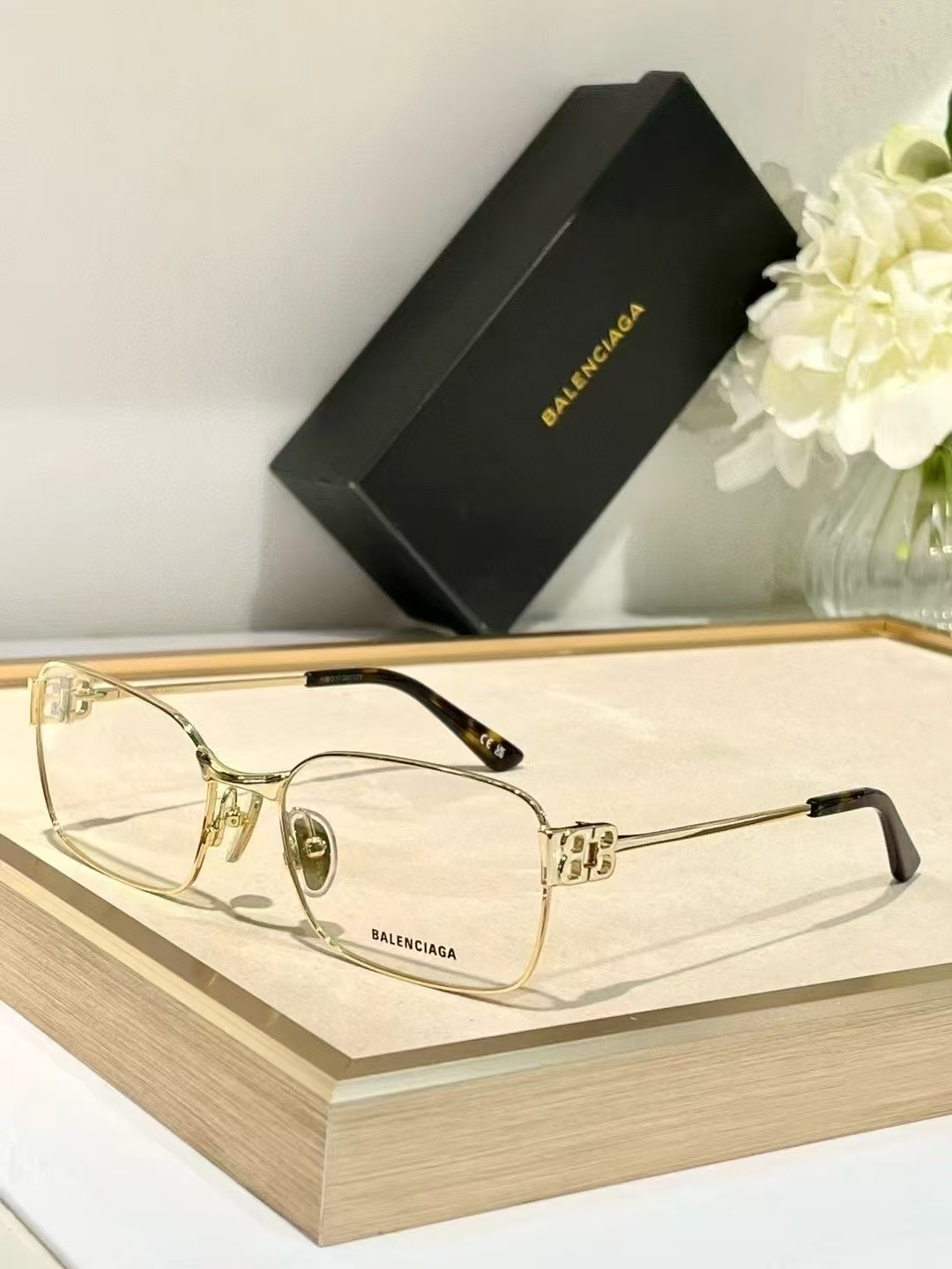1ebe3717 Balenciaga Fashion Optical Eyeglasses, Thin Metal Square - Image 1